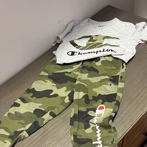 Champion Kids Camo Joggers and Gray Tee